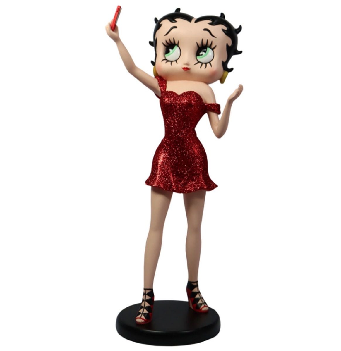 Betty Boop Selfie Rood Glitter 30 cm Beeldje | Betty Boop