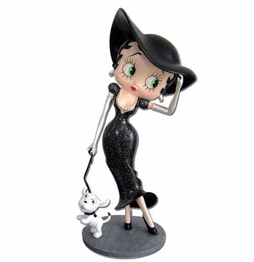 Betty Boop Walking Pudgy Zwart Glitter Jurk Beeldje 34 cm | Betty Boop