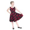 Black Bombshell Cherry Kids Swing Dress-11 - 12 Jaar | Hearts and Roses