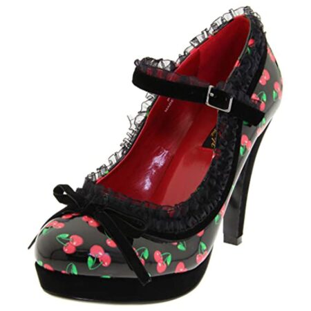 Black Pat Cherries Print High Heels-35 | 49% korting | Fiftiesstore