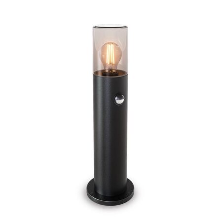 Blaze PIR LED Sokkellamp buiten zwart - 45 cm - Schemer- en bewegingssensor - Padverlichting - E27 - IP54 - Tuinlantaarn - Staande buitenlamp | HOFTRONIC