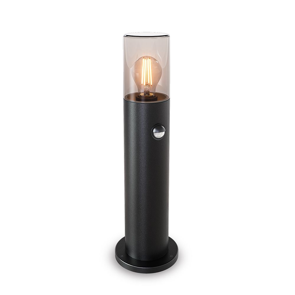 Blaze PIR LED Sokkellamp buiten zwart - 45 cm - Schemer- en bewegingssensor - Padverlichting - E27 - IP54 - Tuinlantaarn - Staande buitenlamp | HOFTRONIC