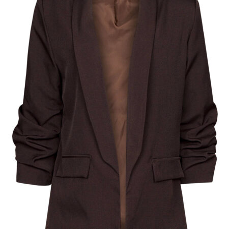 Blazer Gesmokte Mouw Donkerbruin | Fashionize
