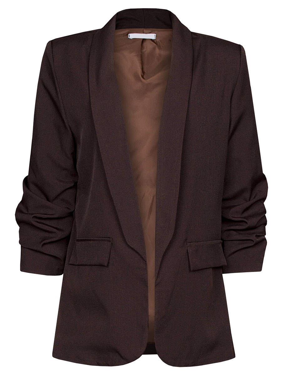 Blazer Gesmokte Mouw Donkerbruin | Fashionize