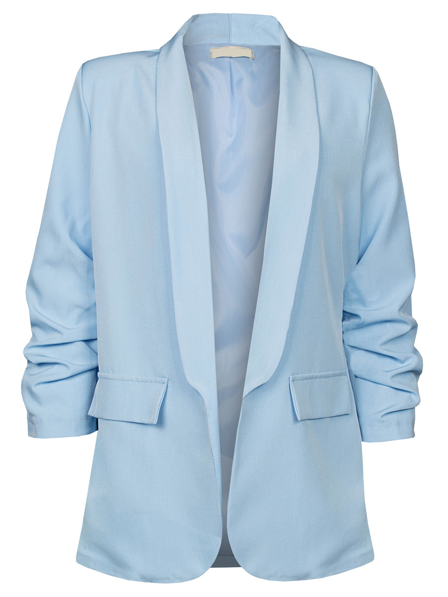 Blazer Gesmokte Mouw Lichtblauw | Fashionize