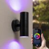 Blenda Smart Wandlamp LED - Wifi + Bluetooth - 11 Watt 800 lumen - RGBWW - IP44 waterdicht - GU10 - Up Down lamp - Zwart - Google Home