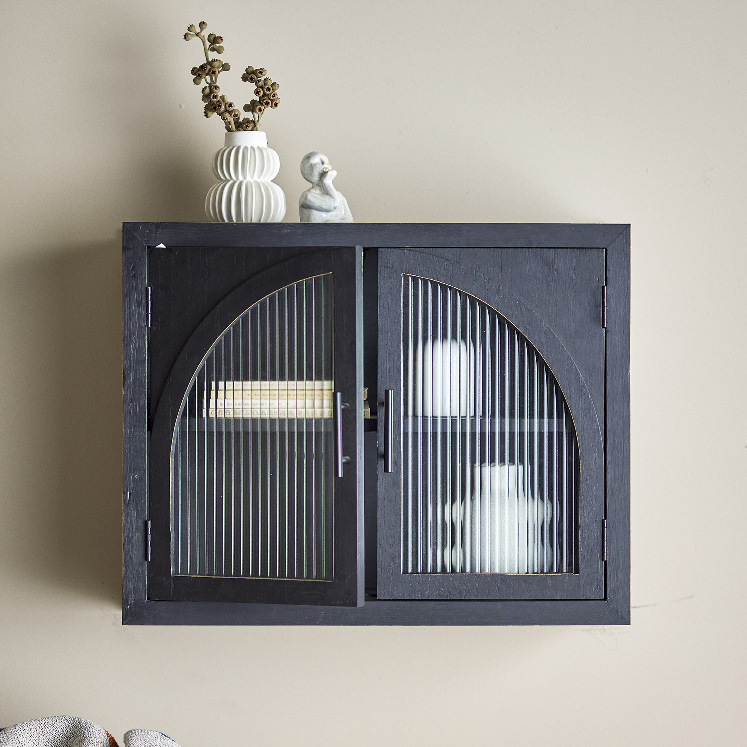 Bloomingville Wandkast Lario 62cm - Zwart | Bloomingville