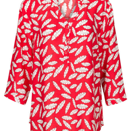 Blouse Blaadjes Rood | Fashionize