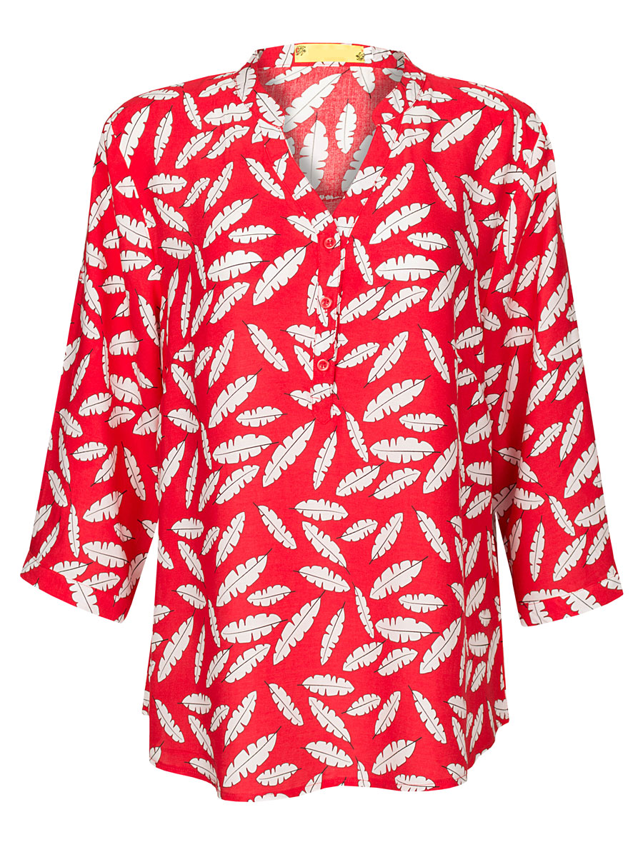 Blouse Blaadjes Rood | Fashionize