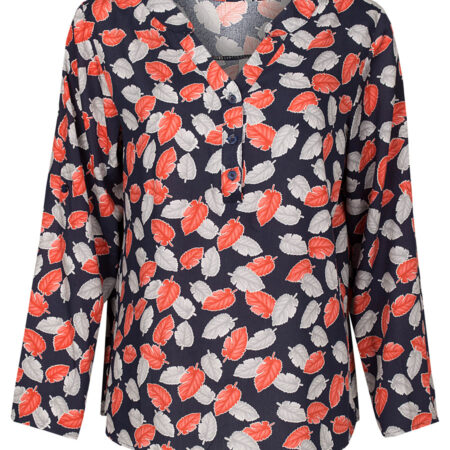 Blouse Bladeren Navy | Fashionize