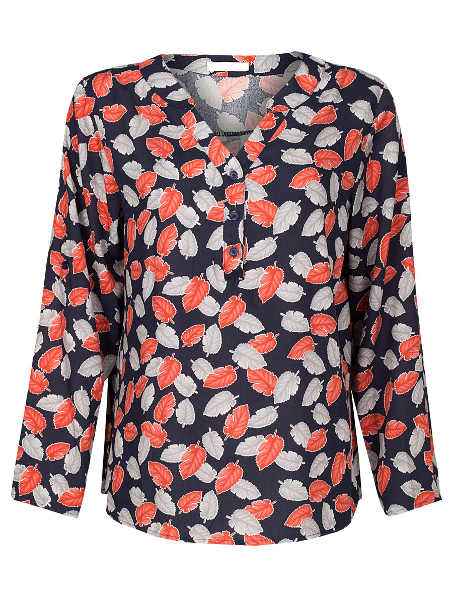 Blouse Bladeren Navy | Fashionize
