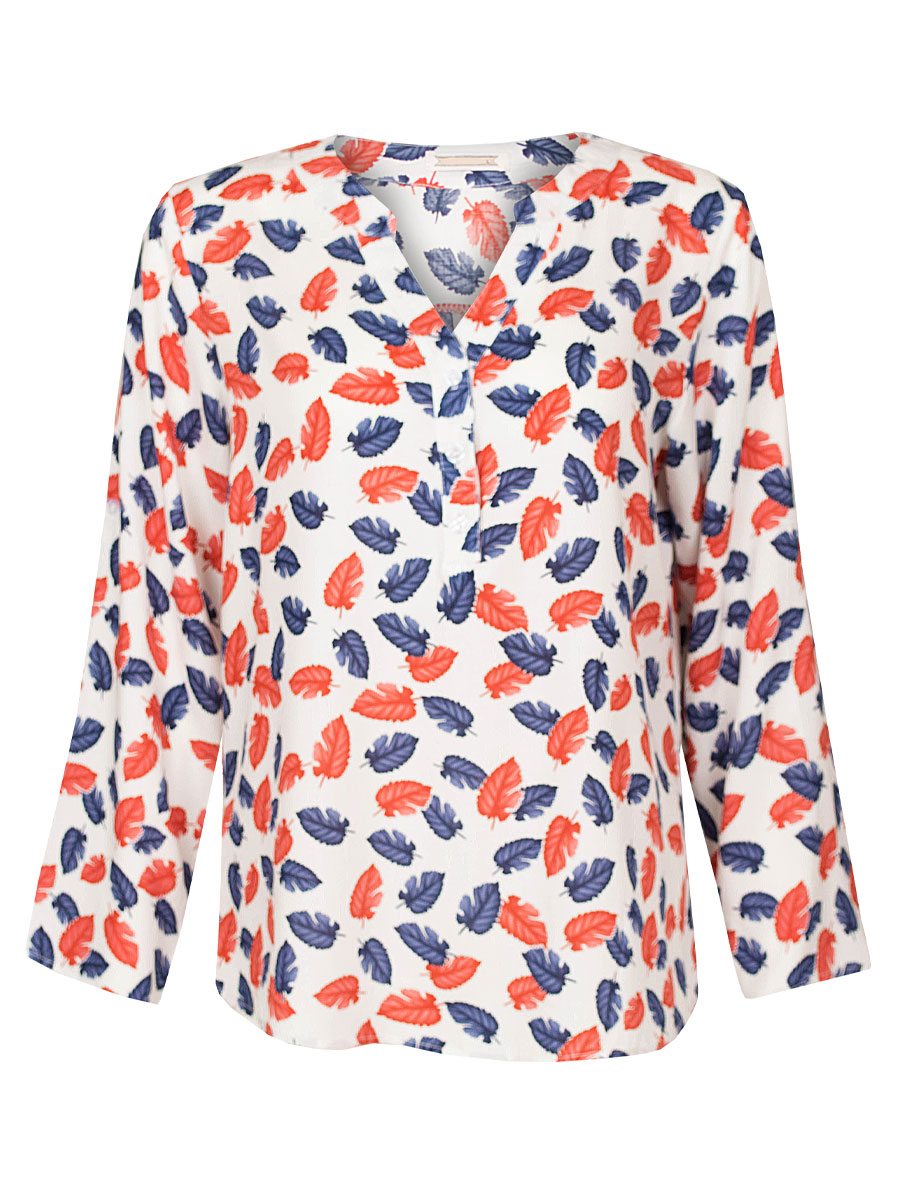 Blouse Bladeren Wit | Fashionize