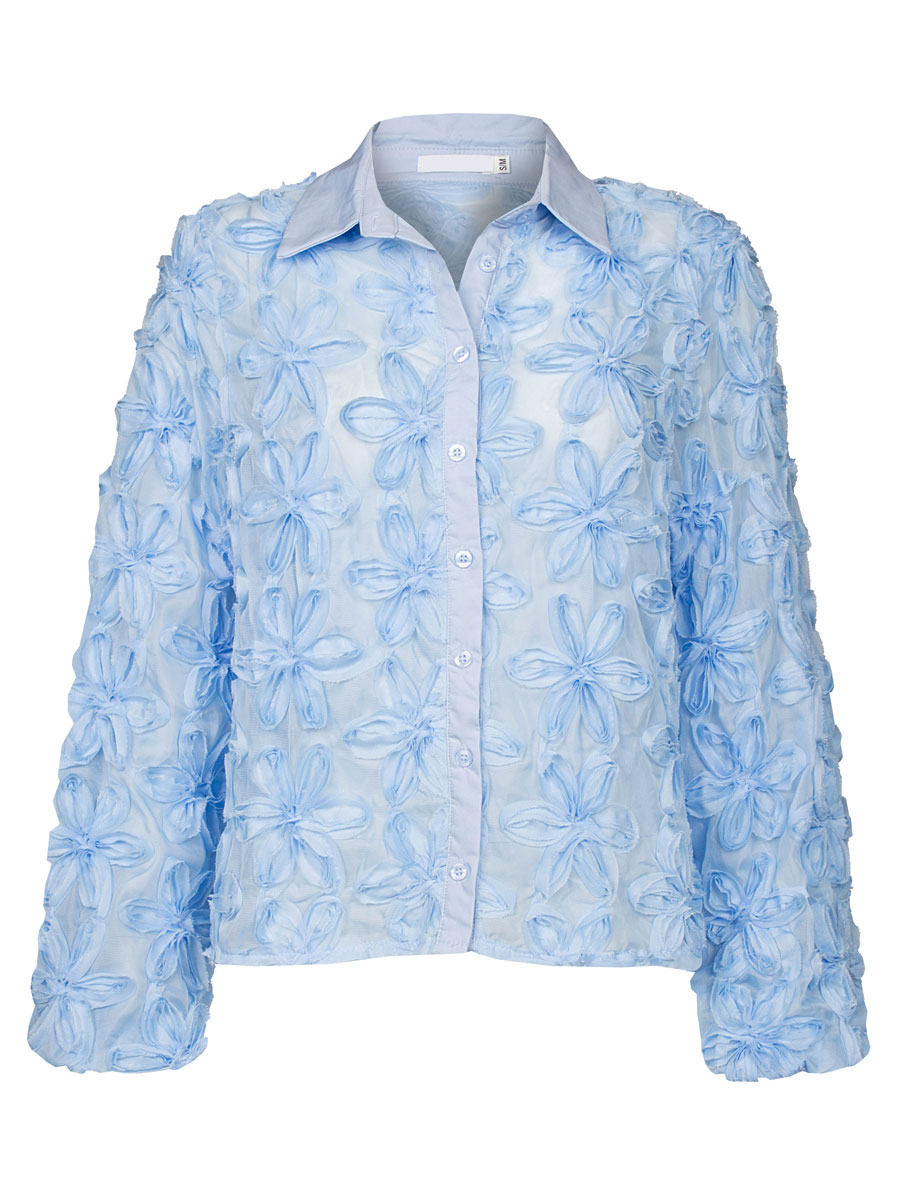 Blouse Bloemen 3D Blauw | Fashionize