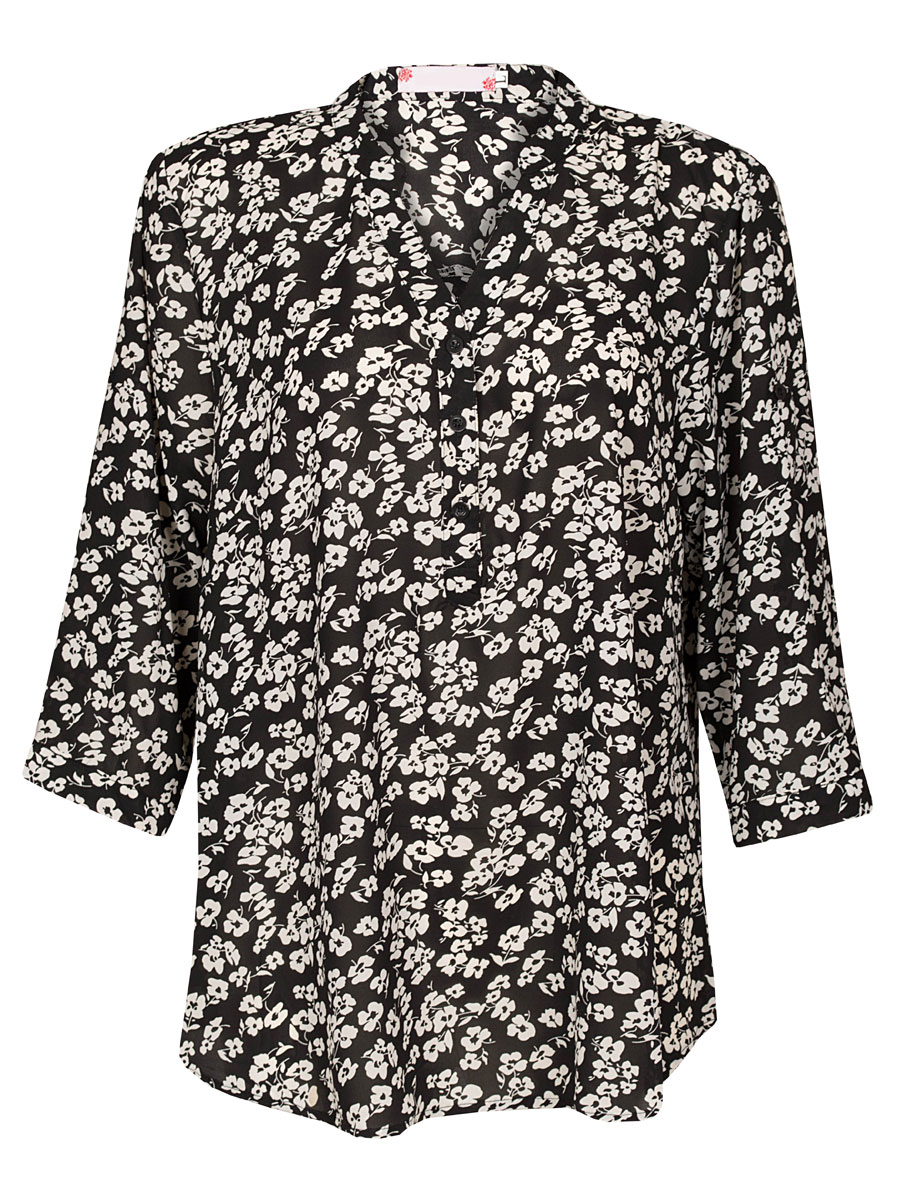 Blouse Bloemetjes Zwart | Fashionize