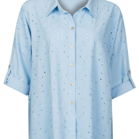Blouse Embroidery Blauw | Fashionize