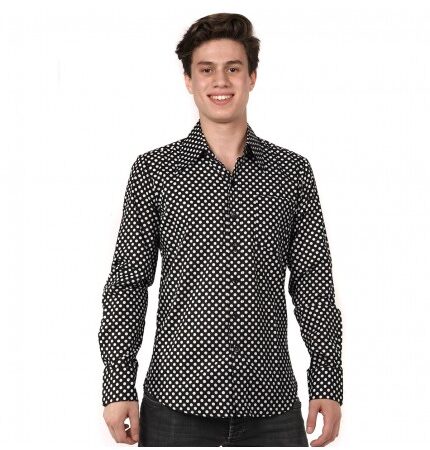 Blouse Polkadot Black / White-S | 23% korting | Chenaski