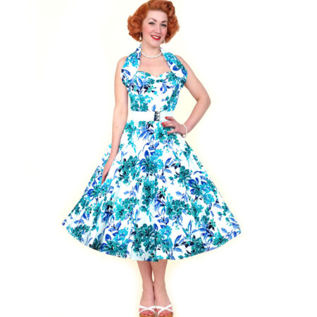 Blue Orchid Floral Dress White-40 (NL)/ 14 (UK) | Vivien of Holloway