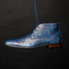 Blue Paisley Panther High Lureaux - Handgemaakte Nette Schoenen Voor Heren | Lureaux