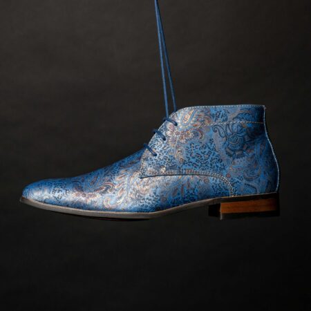 Blue Paisley Panther High Lureaux - Handgemaakte Nette Schoenen Voor Heren | Lureaux