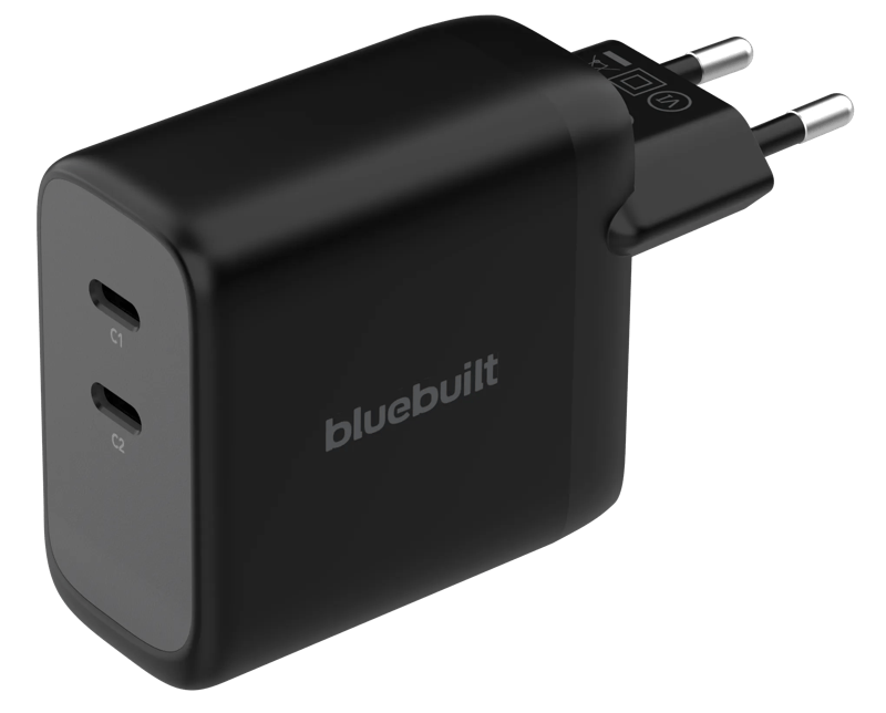 BlueBuilt 100W GaN Oplader met 2 Usb C Poorten Zwart