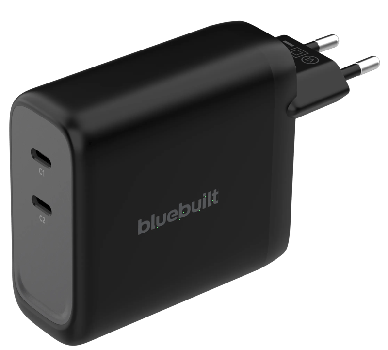 BlueBuilt 140W GaN Oplader met 2 Usb C Poorten Zwart