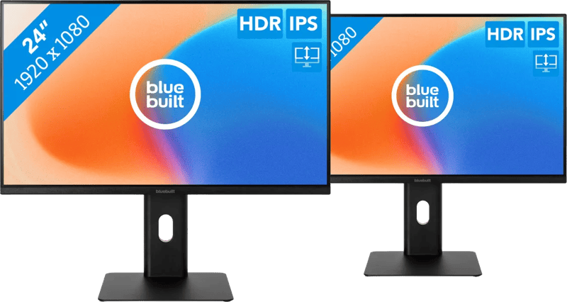 BlueBuilt 24 inch Full HD Monitor Duo Pack