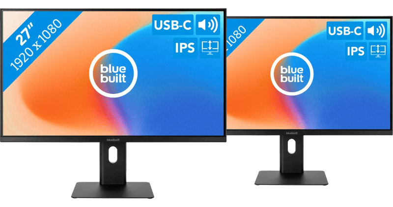 BlueBuilt 27 inch Full HD Monitor met USB C Duo pack