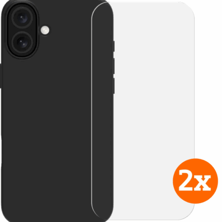 BlueBuilt Back Cover Apple iPhone 16 Plus Transparant + Screenprotector Glas Duo Pack