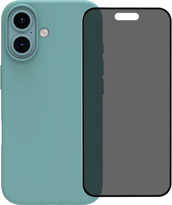 BlueBuilt Back Cover iPhone 16 Groen + Privacy Filter Screenprotector Glas