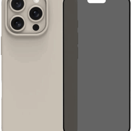 BlueBuilt Back Cover iPhone 16 Pro Beige + Privacy Filter Screenprotector Glas