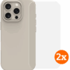 BlueBuilt Back Cover iPhone 16 Pro Beige + Screenprotector Glas Duo Pack