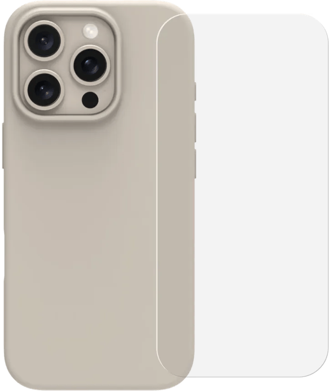 BlueBuilt Back Cover iPhone 16 Pro Beige + Screenprotector Glas