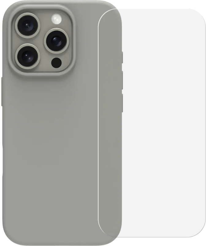 BlueBuilt Back Cover iPhone 16 Pro Grijs + Screenprotector Glas