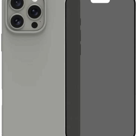 BlueBuilt Back Cover iPhone 16 Pro Max Grijs + Privacy Filter Screenprotector Glas