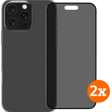 BlueBuilt Back Cover iPhone 16 Pro Max Transparant + Privacy Screenprotector Duo Pack