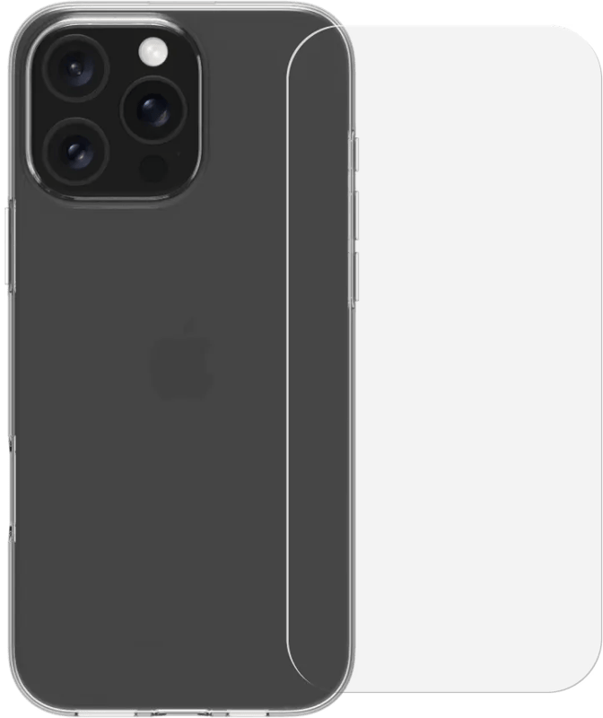 BlueBuilt Back Cover iPhone 16 Pro Max Transparant + Screenprotector Glas