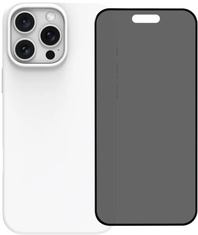 BlueBuilt Back Cover iPhone 16 Pro Max Wit + Privacy Filter Screenprotector Glas