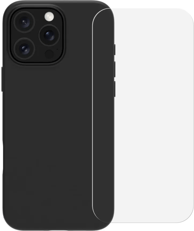 BlueBuilt Back Cover iPhone 16 Pro Max Zwart + Screenprotector Glas