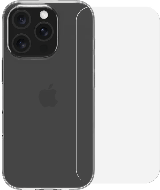 BlueBuilt Back Cover iPhone 16 Pro Transparant + Screenprotector Glas