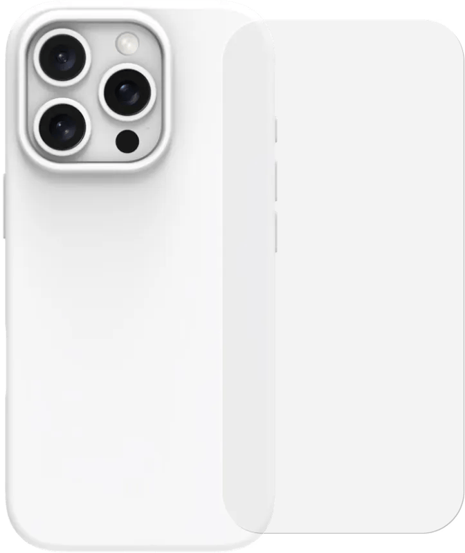 BlueBuilt Back Cover iPhone 16 Pro Wit + Screenprotector Glas