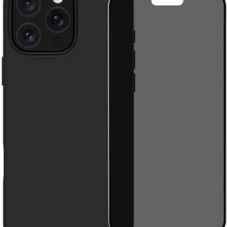 BlueBuilt Back Cover iPhone 16 Pro Zwart + Privacy Filter Screenprotector Glas