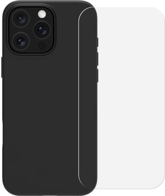 BlueBuilt Back Cover iPhone 16 Pro Zwart + Screenprotector Glas