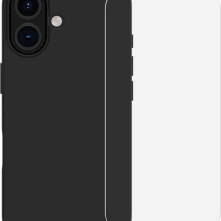 BlueBuilt Back Cover iPhone 16 Zwart + Screenprotector Glas