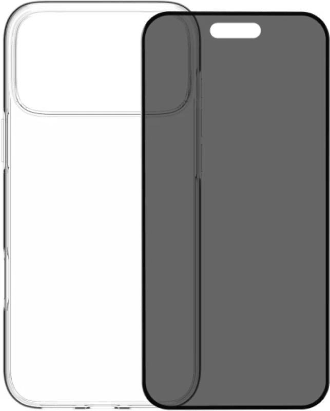 BlueBuilt Back Cover iPhone 17 Pro Max Transparant + BlueBuilt iPhone 17 Pro Max Privacy Screenprotector Glas