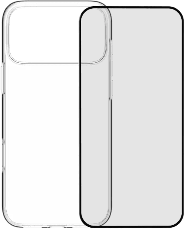 BlueBuilt Back Cover iPhone 17 Pro Max Transparant + BlueBuilt iPhone 17 Pro Max Screenprotector Glas