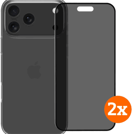 BlueBuilt Back Cover iPhone 17 Pro Max Transparant + Privacy Screenprotector Duo Pack