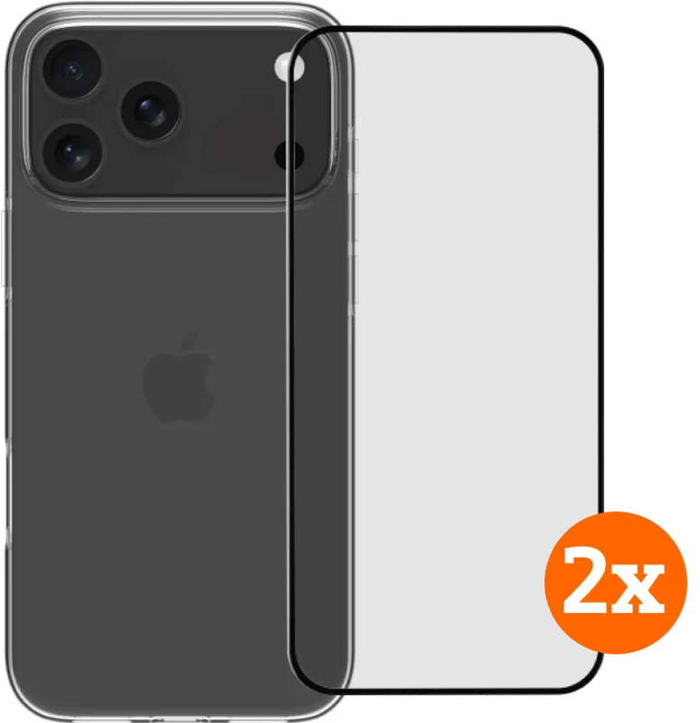 BlueBuilt Back Cover iPhone 17 Pro Max Transparant + Screenprotector Duo Pack