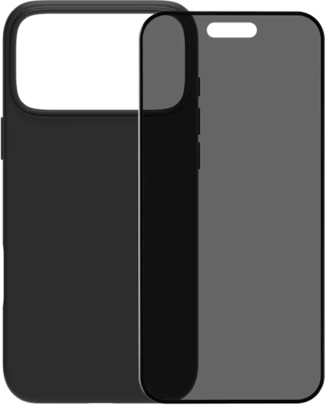 BlueBuilt Back Cover iPhone 17 Pro Max Zwart + BlueBuilt iPhone 17 Pro Max Privacy Screenprotector Glas