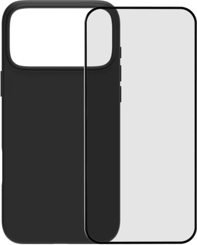 BlueBuilt Back Cover iPhone 17 Pro Max Zwart + BlueBuilt iPhone 17 Pro Max Screenprotector Glas