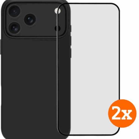 BlueBuilt Back Cover iPhone 17 Pro Max Zwart + Screenprotector Duo Pack